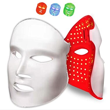 Aphrona FDA Cleared Acne Removal Wrinkle Reduction Skin Care Mask  LED Light Therapy Red light Blue light  Glowing Skin Photo Facial 3 color