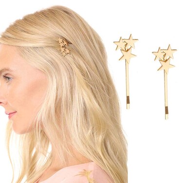 Yalice Star Hair Barrette Simple Bobby Pins Hair Clips Metal Hair Accessories for Women 2Pcs Gold
