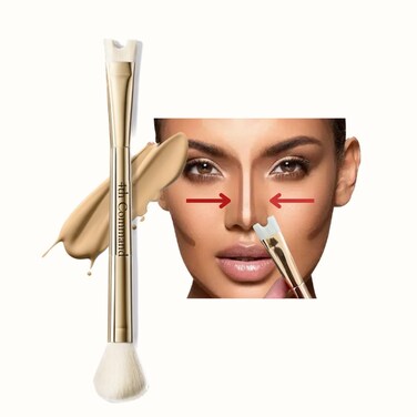 4TH COMMAND Nose Contour UShaped Makeup Brush for Sculpting and Defining the Nose 2in1 Precision Duo Contour Brush Perfect For Contouring the Nose Viral Soft Innovative DualEnd Gold Brush
