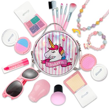 Kids Makeup Kit for Girls Unicorn Princess Pretend Play Toy Makeup Set for Toddler Girls Party Favors Toys for Little Girls age 2 3 4 5 6 7