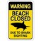 TGDB Warning Beach Closed Due to Shark Sighting Sign Aluminum Metal Signs Decorative Plaque Tin Sign Yard Sign for Home 8x12
