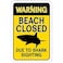 TGDB Warning Beach Closed Due to Shark Sighting Sign Aluminum Metal Signs Decorative Plaque Tin Sign Yard Sign for Home 8x12