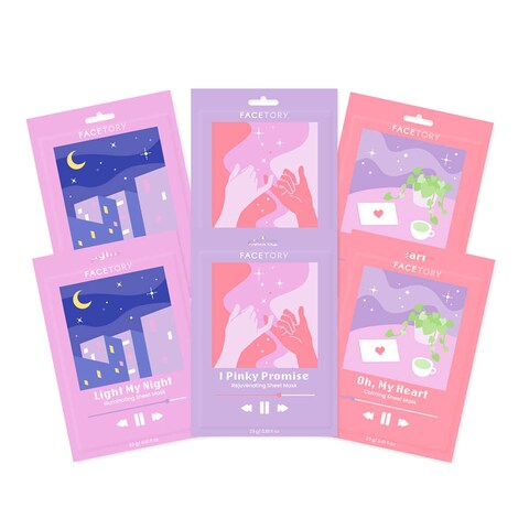 FACETORY Acne Sheet Mask Collection Pack of 6 Soothing Rejuvenating Illuminating Sheet Mask for Blemishes Oily Skin Types Pimples