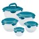 Rachael Ray LeakProof Nestable Container Food Storage Bin Set 10Piece Clear with Teal Lids