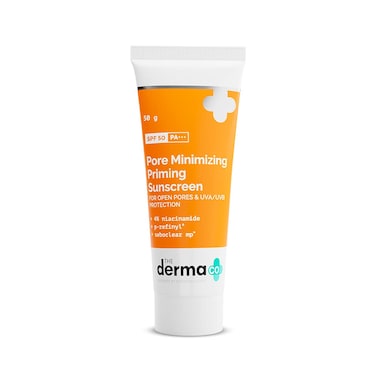 The Derma Co Pore Minimizing Priming Sunscreen with SPF 50  PA  Reduces Pore Size  Excess Oil  2in1 Primer with SPF  Matte Finish with No White Cast  176 Oz50g
