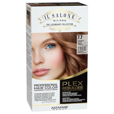 Il Salone Milano Plex Rebuilder Permanent Hair Color Cream  77 Cinnamon Blonde Professional Hair Dye Kit for a Natural Gloss  Glaze  Paraffin Paraben and Alcohol Free