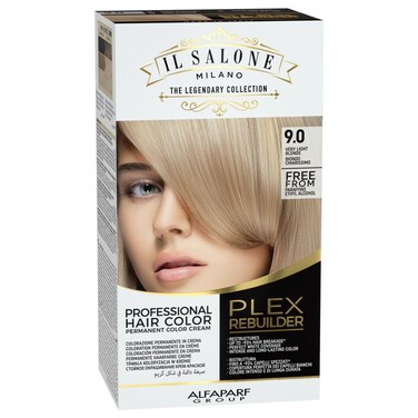 Il Salone Milano Plex Rebuilder Permanent Hair Color Cream  90 Very Light Blonde Professional Hair Dye Kit for a Natural Gloss  Glaze  Paraffin Paraben and Alcohol Free