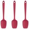 UTaste Silicone Spoon Spatula Set 600F High Heat Resistant Food Grade Flexible Rubber Scraper Integrated Cooking Mixing Baking Kitchen Utensils Set of 3 for Nonstick Cookware Red