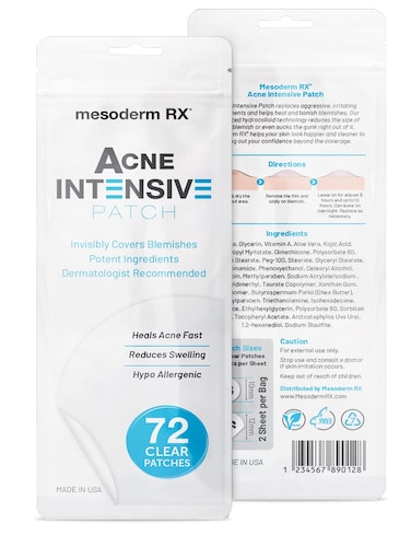 Mesoderm RX Acne Patch  Hydrocolloid Acne Pimple Patch for Zits and Blemishes Spot Treatment Stickers for Face and Skin Vegan and Cruelty Free 72 Count