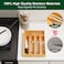Bellsal Utensil Organizer 10 Inch Silverware Tray for Drawer Utensil Holder Cutlery Organizer Kitchen Drawer Organizer 5 Compartment Small Narrow Bamboo