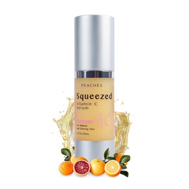 Peaches Skin Care Squeezed Vitamin C Face Serum 1 oz  AgeDefying Brightening Serum with Vitamin C Real Gold Kakadu Plum Extracts  Vegan Facial Serum  Vitamin C Serum For Face Elasticity