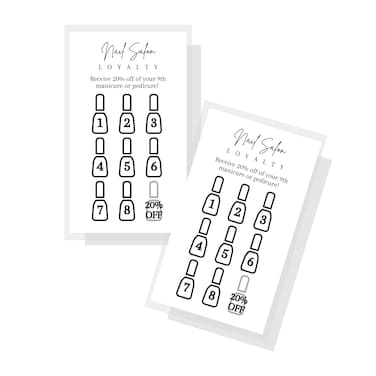 Manicure and Pedicure Loyalty Discount Cards Nail Salon  50 pk  Matches Aftercare Care Removal Instruction Card for Nail Tech to handout Clients for Desk 2x35 Minimalist