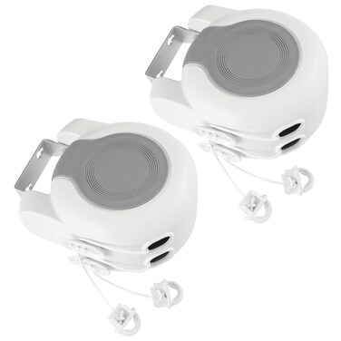 mDesign Portable Adjustable IndoorOutdoor Retractable Clotheslines  42ft Double Lines  Durable Hanging Plastic Reel to Air Dry Wet Clothes in Bathroom Laundry Patio Balcony  2 Pack  White