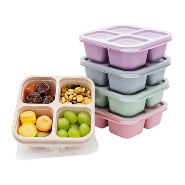 rngwaper 5 Pack Bento Lunch Box4 Compartment Snack ContainersDivided Bento Snack BoxMeal Prep Lunch Box KidsToddleAdultsFood Storage Containers for School Work and Travel Multicolor1