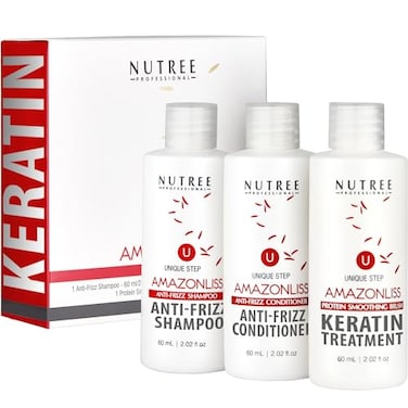 Brazilian Keratin Smoothing Blowout System for Dry Damaged Hair  FormaldehydeFree ThreeStep Protein Treatment Shampoo Conditioner 202 Fl Oz Each