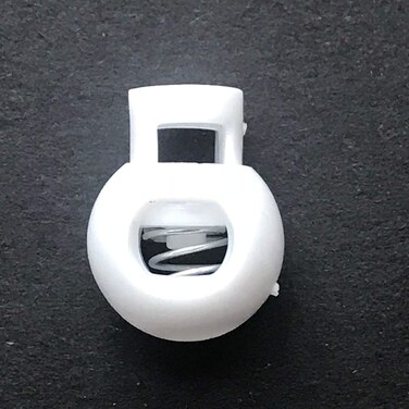 ZQMALL 20 Pieces Spring Cord Lock Single Hole Cord Locks Round Toggle Stoppers Sliding Cord Fastener Locks End White 22 x 18mmQ110