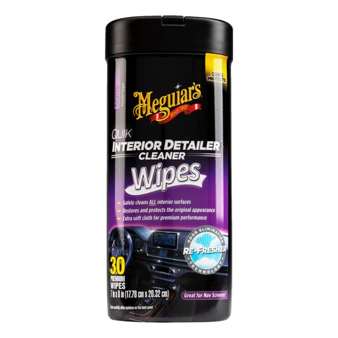 Meguiars Quik Interior Detailer Wipes  This NonGreasy Formula Cleans and Protects All Interior Surfaces  Easy Cleaning and Interior Detailer All Surface Car Wipes with UV Protection 25 Wipes