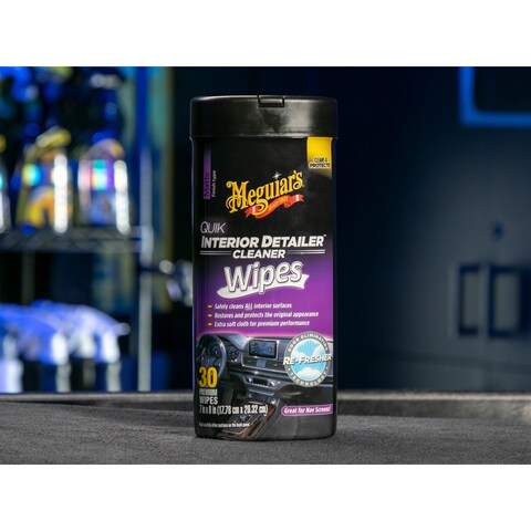 Meguiars Quik Interior Detailer Wipes  This NonGreasy Formula Cleans and Protects All Interior Surfaces  Easy Cleaning and Interior Detailer All Surface Car Wipes with UV Protection 25 Wipes