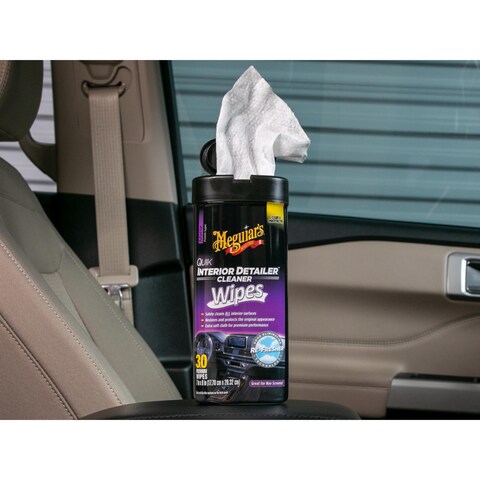 Meguiars Quik Interior Detailer Wipes  This NonGreasy Formula Cleans and Protects All Interior Surfaces  Easy Cleaning and Interior Detailer All Surface Car Wipes with UV Protection 25 Wipes