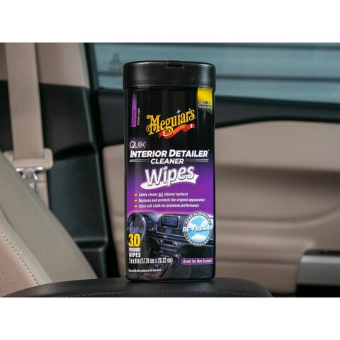 Meguiars Quik Interior Detailer Wipes  This NonGreasy Formula Cleans and Protects All Interior Surfaces  Easy Cleaning and Interior Detailer All Surface Car Wipes with UV Protection 25 Wipes
