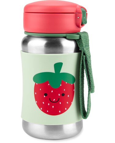 Skip Hop Toddler Sippy Cup with Straw Sparks Stainless Steel Straw Bottle Strawberry