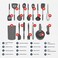 Silicone Kitchen Utensils Set  Culinary Couture 24Pieces Grey Silicone Cooking Utensils Set for Nonstick Cookware  Silicone Spatulas Set Stainless Steel Handle  Other Kitchen accessories