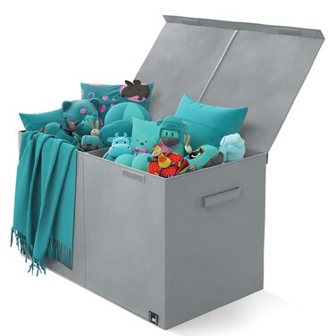 Mindspace Toy Chest for Baby Toys  Stuffed Animal Storage with Lid for Kids Playroom  Large Toy Organizer Box for Boys  Girls  Toy Bin for Living Room  The Oxford Collection Gray