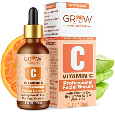 True Skin Vitamin C Serum for Face with Hyaluronic Acid Vitamin E Aloe Vera and Jojoba Oil Hydrating  Brightening Serum for Anti Aging Dark Spots Fine Lines  Wrinkles 1 fl oz