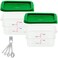 Lumintrail Cambro Polycarbonate Square 2 Quart Food Storage Container 2 Pack Clear with 2 Kelly Green Lids Bundle with a Measuring Spoon Set