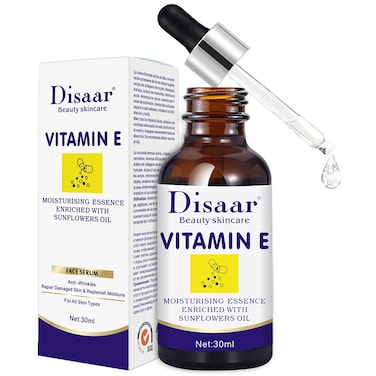 DISAAR BEAUTY Vitamin E Face Serum Moisturizing Essence Sunflowers Oil AntiWrinkles Repair Skin Replenish 30ml101floz