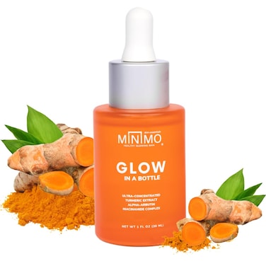 Minimo Glow in a Bottle with UltraConcentrated Natural Turmeric Skin Brightening Oil for Dark Spots  Turmeric Facial Repair Serum Cleanses Skin  Turmeric Serum for Face  1 Fl Oz Travel Size