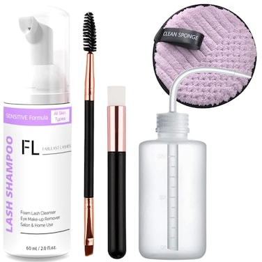 Eyelash Cleanser for Extensions Kit  Sensitive Lash Wash for Eyelash Extensions and Natural Lashes  Oil FREE Makeup  Mascara Remover Lash Cleaner Shampoo  Salon and Home Use 60 ml