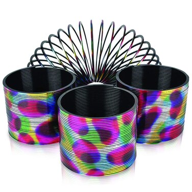ArtCreativity Metallic Rainbow Coil Springs Set of 4 Plastic Rainbow Coil Springs for Kids Fun Birthday Party Favors for Boys and Girls Goodie Bag Fillers Old School Retro Toys