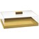 Elavain Acrylic Cake Stand  Multifunctional Serving Tray  Elegant Gold Food Tray with Clear Lid  Perfect as a Cake Box and Serving Platter for Party Home and Kitchen  Shatter Resistant