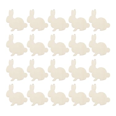 Amosfun Bunny Wooden Slices Easter Party Decorations Unfinished Wood Crafts Cutouts Wooden Easter Rabbit Party Decoration Easter Party Craft Decor Party Favors Supplies 20PCS