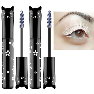 LGSZGDCN 6 Colors Cat eye mascara Eyes Makeup Color Mascara Waterproof Fast Dry Eyelashes Curling Lengthening Makeup Eye Lengthening Lifting Curling white 2 pcs