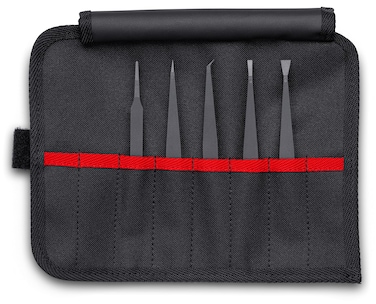Knipex  5 Pc Plastic Tweezer Set in a Tool Roll ESD 920005ESD