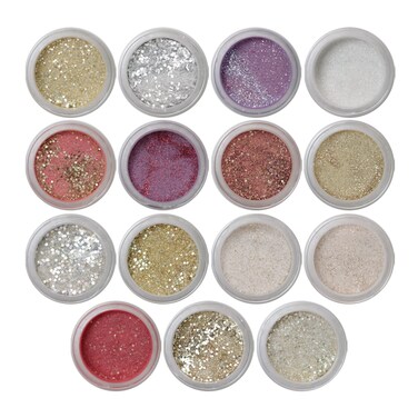 Nail Factory  Acrylic Powder Set Moments Collection 15 Colors Mixed Shapes Set Glitter Nail Sequins Powder Holographic Professional Nail Art Cosmetic 35 Gr Each One