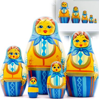 AEVVV Russian Nesting Dolls Set of 5 pcs  Russian Doll in Bavarian Dirndl Dress  Matryoshka in Trachten Dirndl  Folk Art Dolls in Dirndl Dresses Women