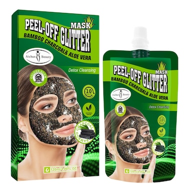 AICHUN BEAUTY Bamboo Charcoal Aloe Vera PeelOff Glitter Mask OilControl AntiAcne Moisturizing Detox Cleansing 10 minutes Facial Therapy 120ml406floz