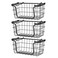 Oceanstar Stackable Metal Storage Set BSS1811 for Pantry Countertop Kitchen or Bathroom  Black Set of 3 Wire Basket