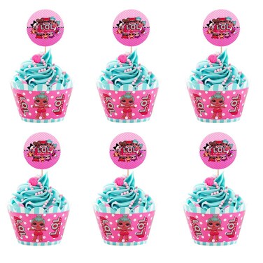 LOL Cake Topper  LOL Birthday Party Supplies  Pink Surprise Doll Cake Decorations for baby Theme Party 12 Set