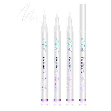 WENJLYJ 3 PCS White Eyeliner PencilsProfessional Long Lasting Waterproof White Makeup PencilsHighly Pigmented Inner Corner Eye Highlighter Eyeliner Pencil White Eye Liner Pen Sets for Women