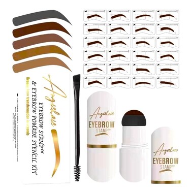 Eyebrow Stamp Stencil Kit Eyebrow Stamp Pomade with 24 Reusable Thin  Thick Brow Stencils Eyebrow Stencils Shaping Kit Definer Dark Brown