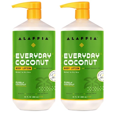 Alaffia Everyday Coconut Hydrating Body Lotion Normal to Dry Skin Moisturizing Coconut Oil is Support for Soft  Supple Skin Purely Coconut 2 Pack  32 Fl Oz Ea