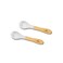 Avanchy Baby Fork Set Bamboo and Silicone Spork Utensils Toddler Baby Led Weaning Silverware Cutlery Flatware Kids First Self Feeding 2 Pack White