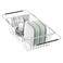 JAQ Small Dish Drying Rack in Sink Adjustable 1496 to 2059 Expandable 304 Stainless Steel Metal Dish Drainer Rack Organizer with Stainless Steel Utensil Holder Over Sink Counter for 12 People
