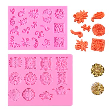 Jewelry Fondant Mold Baroque Gems Silicone Chocolate Molds for Wedding Cake Decoration Cupcake Toper Birthday Party Christmas Clay Resin