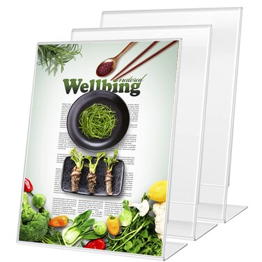3 Pack Acrylic Sign Holder 85 x 11 inches L Shape Clear Menu Display Stand Paper Holder Table Top Sign Holder Suitable for Restaurants Office Home Store 3