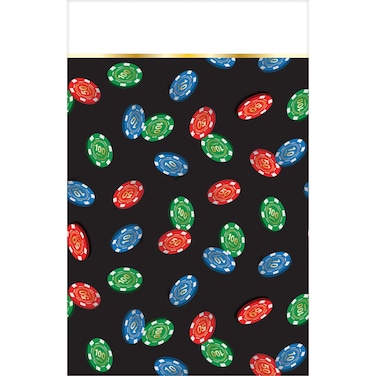 Amscan Rectangular Plastic Table Cover with Poker Chips Print1 pc Pack of 1